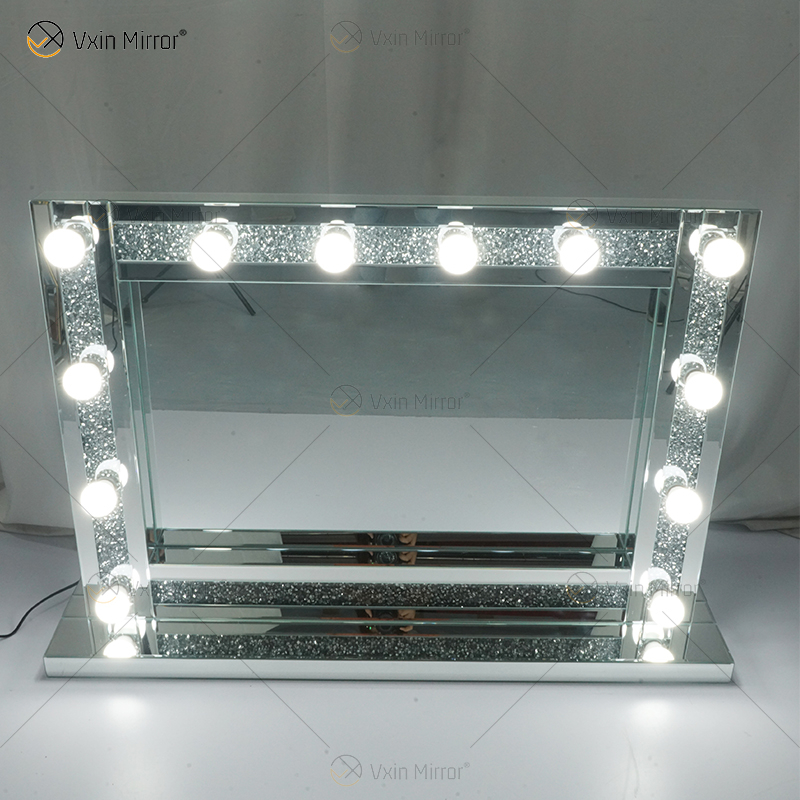Venetian Styles WXDL-105 مرآة منضدة الزينة مضاءة بالكريستال الفضي مع 12 لمبة لأرائك غرفة المعيشة