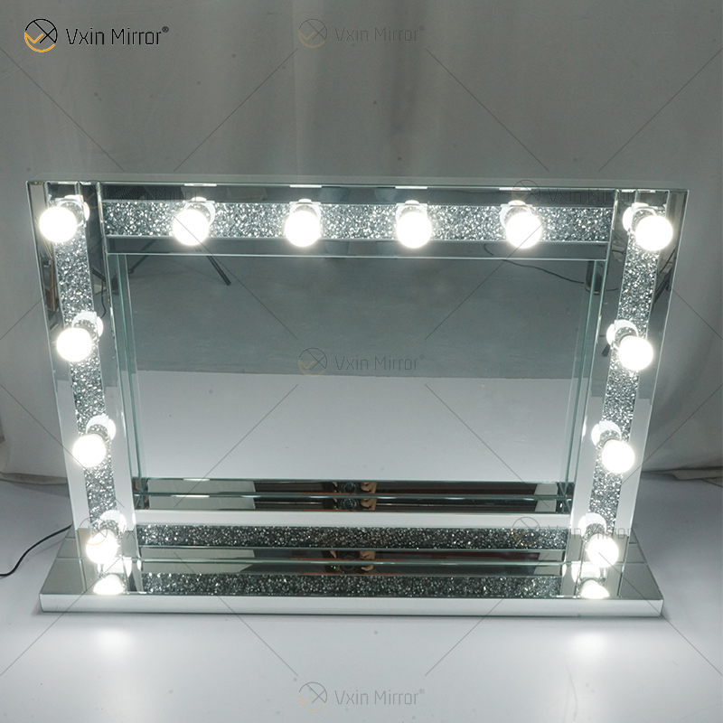 Venetian Styles WXDL-105 مرآة منضدة الزينة مضاءة بالكريستال الفضي مع 12 لمبة لأرائك غرفة المعيشة