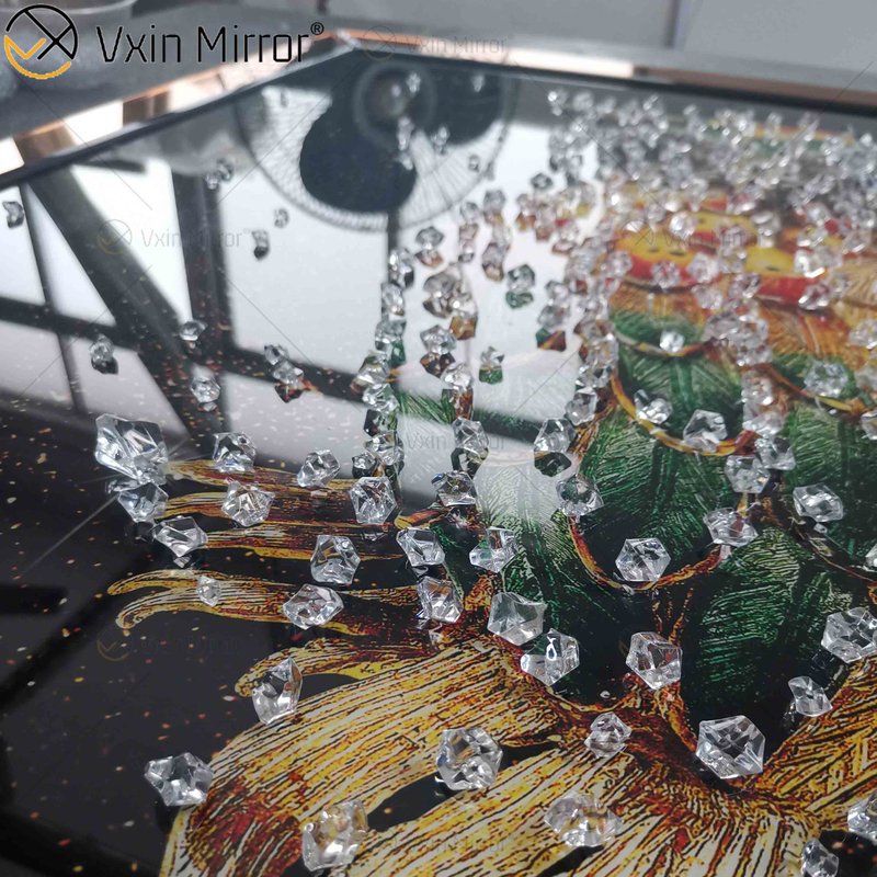 Omal Art Vxin WXMA-55 ديكور المنزل MDF إطار معكوسة جدار الفن الكريستال الخزف اللوحة مرآة جدار الفن