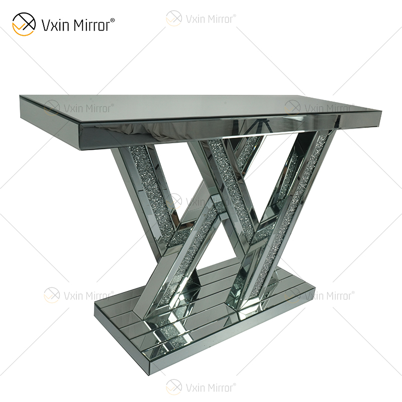 بيع المصنع مباشرة WXWF-513 Diamond Crush Mirror Console Table Crystal Home Furniture Glass Console Table