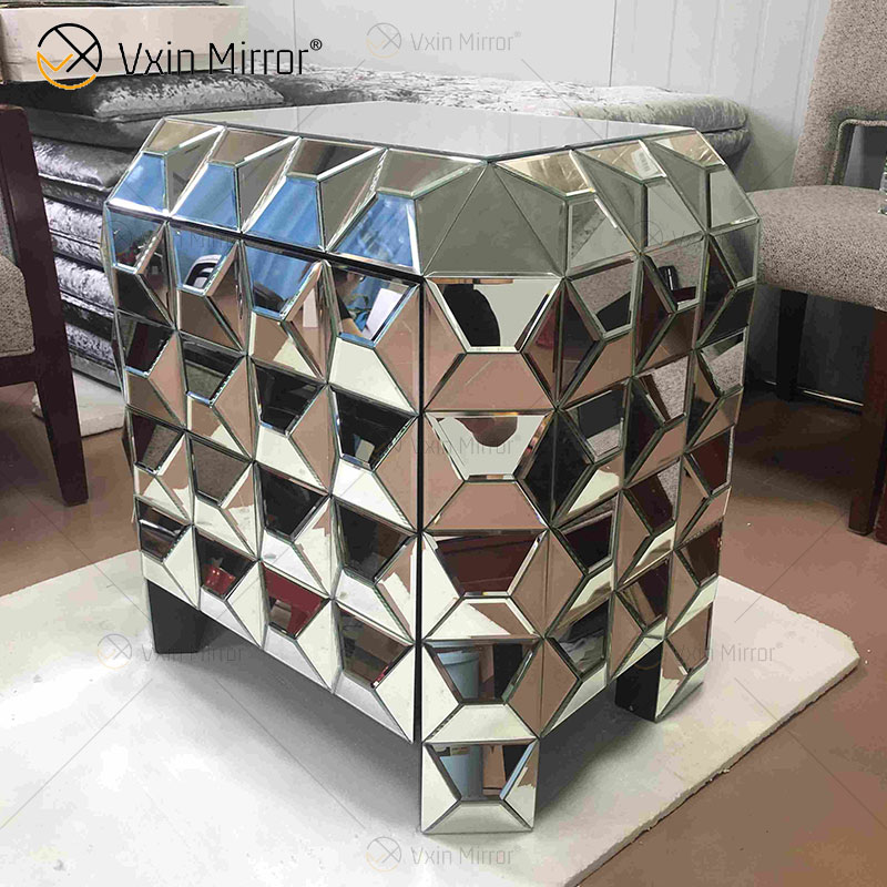 جديد تصميم ديكور المنزل الأرائك نهاية الجدول الأثاث الفضي مرآة السرير الجدول WXWF-1026