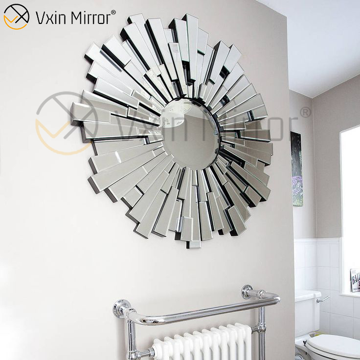 Vxin Wall Decoration WXM-1004 مرآة زجاجية ثلاثية الأبعاد فضية للتعليق على الحائط