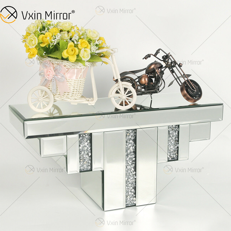 Vxin Factory Supply WXS-007-2 Silver Wall ديكور زجاج فضي ورف زجاج مرآة كريستال للجدار