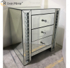 Vxin Crystal Decor WXF-274 Silver Tallboy Crystal Mirror طاولة بجانب السرير مع 3 أدراج منضدة مرآة