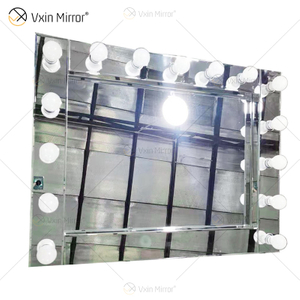 LED Venetian Styles Vxin WXDL-101 مرآة منضدة الزينة مضاءة بالكريستال الفضي مع 15 لمبة