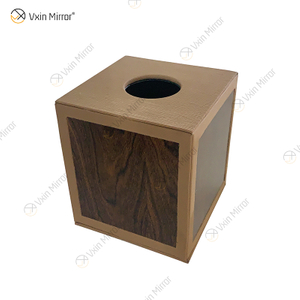 Vxin Mirror WXB-003 صندوق مناديل وجلد خشبي بني فاخر لديكور المنزل