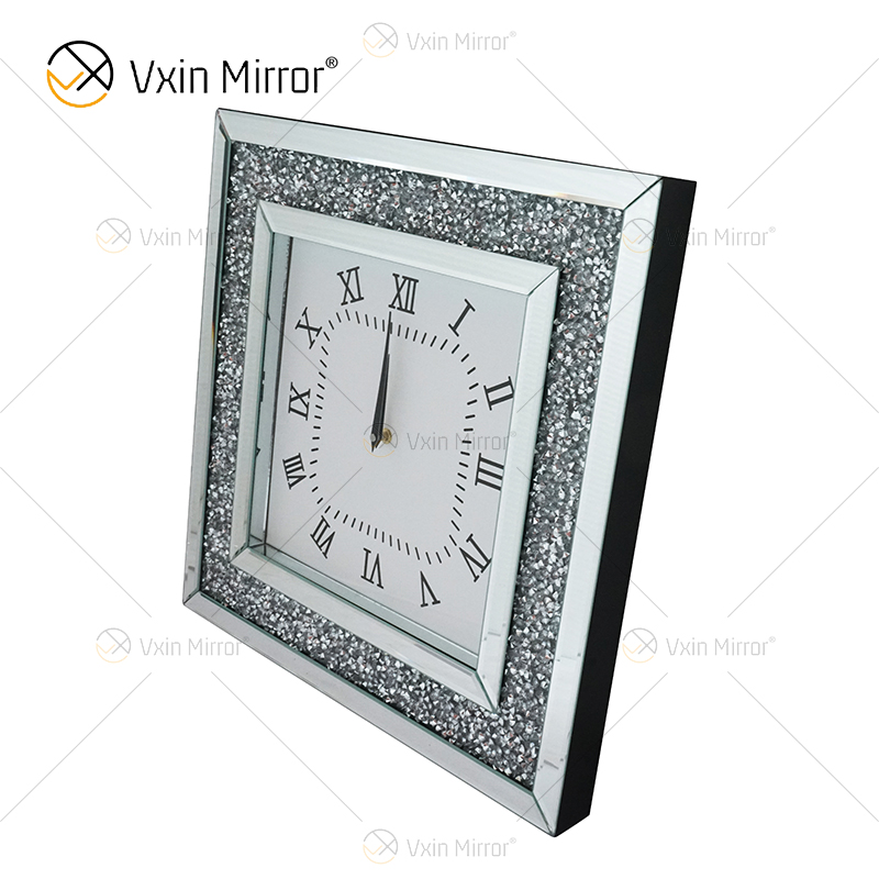 ساعة معكوسة WXMC-011 ساعة فضية زخرفية مع ماس مكسر